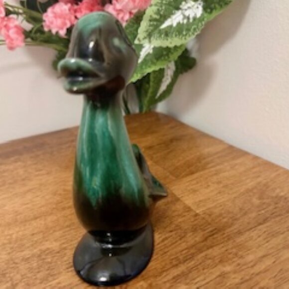 Vintage Blue Mountain Pottery Duck Figurine – Green Drip Glaze – Canadian Mid-Ce - Picture 3 of 6